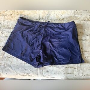 NEW Aqua Eve Women’s Blue Solid Drawstring Waist Swim Shorts Size XXL